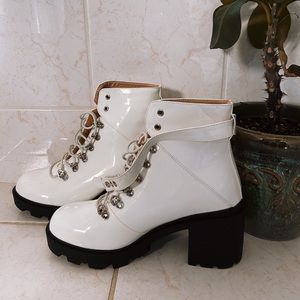White and Black Combat Boots